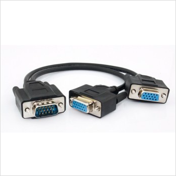 ADAPTADOR VGA Y UN MACHO A DOS HEMBRA 25cm NEGRO